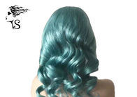 Fashion Curly Virgin Brazilian Remy Human Hair Full Lace Wig Peacock Blue Color