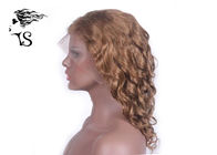 Fashion Blonde Full Lace Curly Human Hair Wigs Brazilian / Malaysian / Peruvian Hair