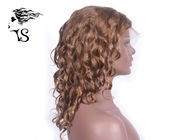Fashion Blonde Full Lace Curly Human Hair Wigs Brazilian / Malaysian / Peruvian Hair